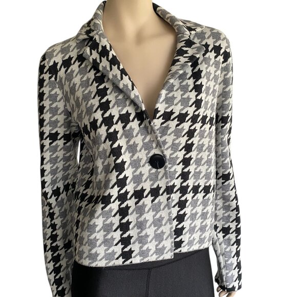 Jones New York Soft Knit Stretch Houndstooth Blazer M - Picture 1 of 10